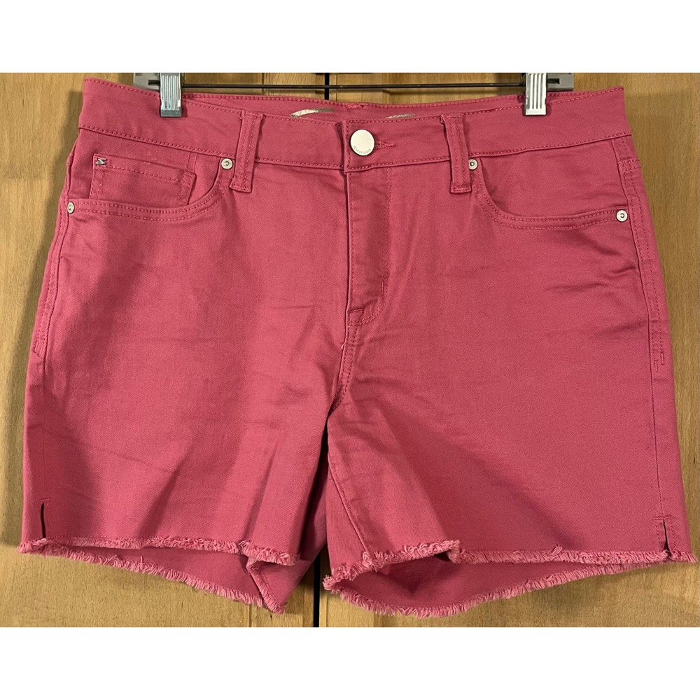 Seven7 Weekend‎ Short Womens 10 Pink Raw Hem Frayed Denim Stretch